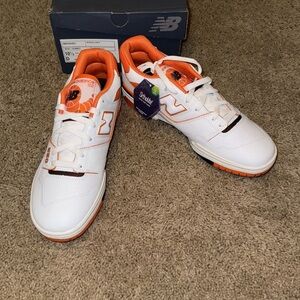 New Balance 550 Varsity White and Orange Athletic Sneakers